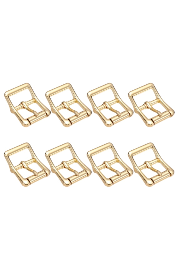 0.86 IN(22mm) Metal Roller Buckle [8Pcs] - Webbing Belts Center Bar Single Prong Buckle - [Light Gold] Curved Loops Clasp
