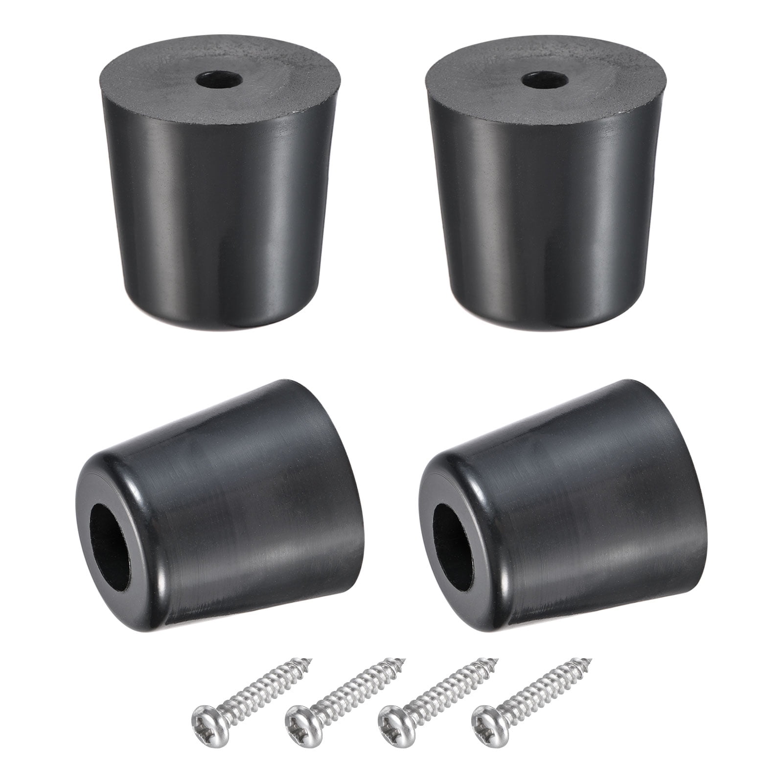 Uxcell 18-Pack Rubber Bumper Feet – 0.28"H X 0.51"W, Round Pads With Stainless Steel Washer & Screws For Furniture & Appliances