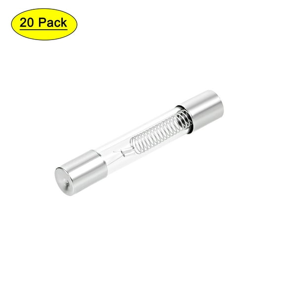 Uxcell 0.8A 0.24''x 1.57'' Microwave Oven Cartridge Fuse DC 5000V Slow Blow Glass Silver Tone 20pcs
