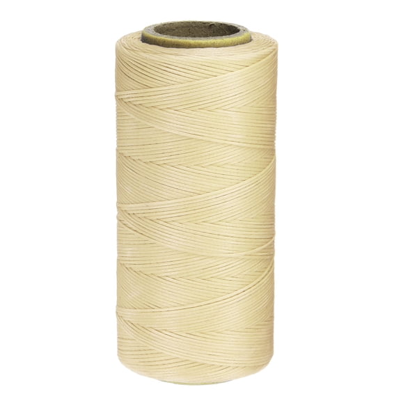 Uxcell 0.8mm Leather Sewing Waxed Thread, 197Yards / 247m, Polyester Waxed Cord Linen Thread String, Cream