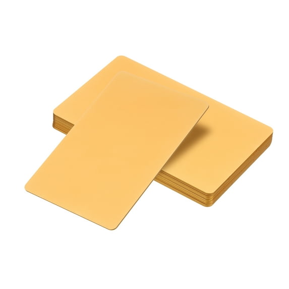 Uxcell 0.8mm Metal Business Cards Blank Name Card Laser Engraving Anodized Aluminum, Golden 12 Pack