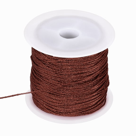 Uxcell 0.8mm Metallic Cords Thread,12 Ply Metallic Ornament Twine Non Stretch Tinsel String Rope for Jewelry Making Gift Wrapping, Dark Brown, 27.34Yards
