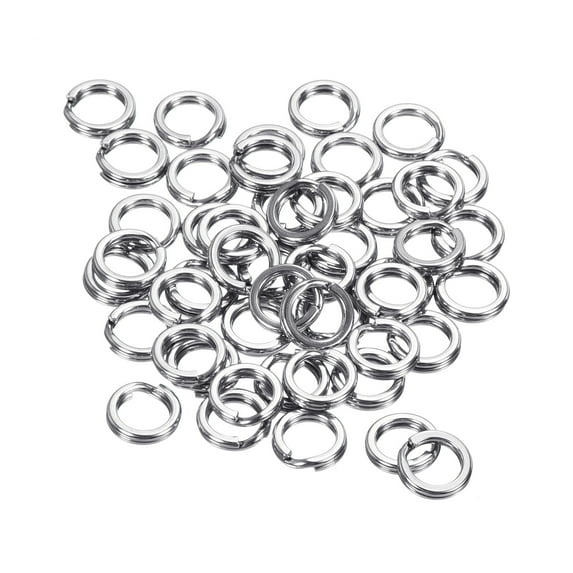 Uxcell 0.8mm x 6mm Fishing Split Rings, 50 Pack 304 Stainless Steel Double Flat Ring for Saltwater Freshwater