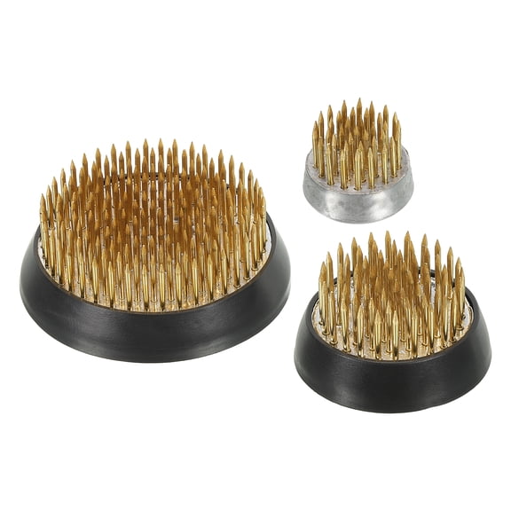 Uxcell 0.9"/1.4"/2.4" Flower Frogs Ikebana Kenzan Flower Arranger Tool Brass Floral Frog Pin Holder Gold 3Pcs