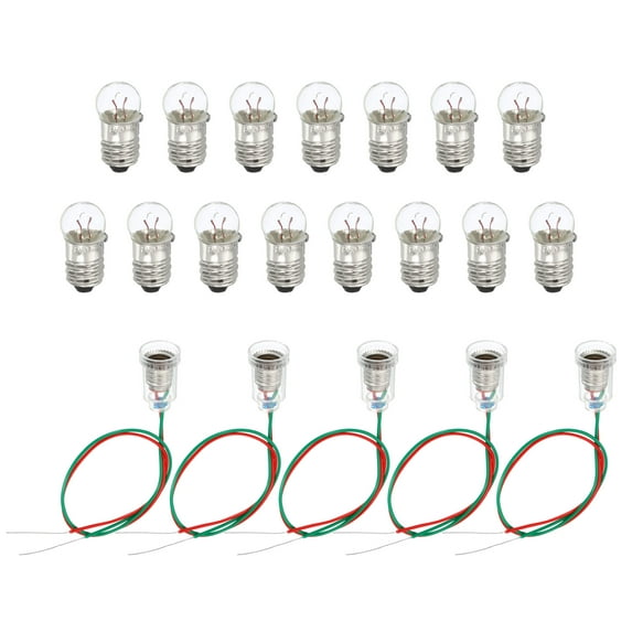 Uxcell 0.9" 6V E10 Mini Incandescent Bulbs with 5Pcs Lamp Holders Metal Clear 1Set