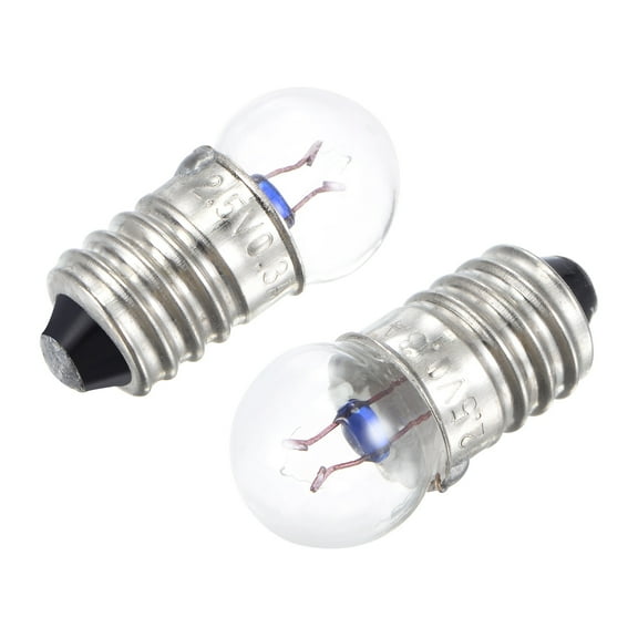 Uxcell 0.9''x0.4'' 2.5V E10 Mini Incandescent Bulbs Metal Silver Tone 10Pcs