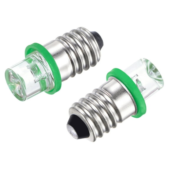 Uxcell 0.91"x0.46" 12V 0.25W E10 Hollow Head Mini LED Bulbs Lights with Box Metal Green 10pcs