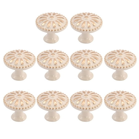 Uxcell 0.94'' Knobs Round Dresser Knobs Pull Handle Zinc Alloy White 10pcs