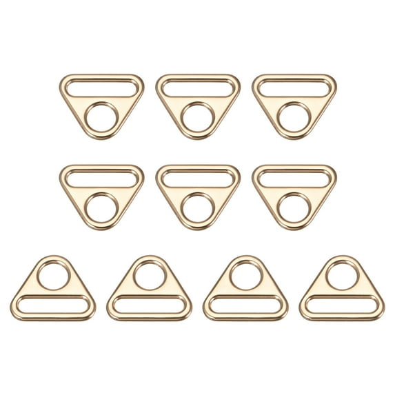 Uxcell 0.98" 25mm Adjuster Triangle with Bar Swivel Clip D Dee Ring Buckle, 10Pack Gold