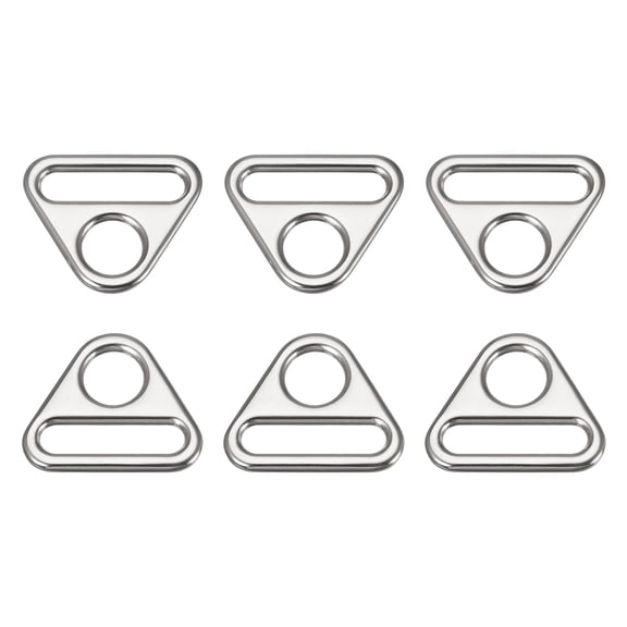 Uxcell 0.98" 25mm Adjuster Triangle with Bar Swivel Clip D Dee Ring Buckle, 6Pack Silver