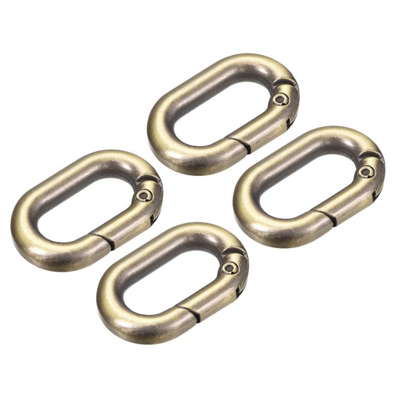 Uxcell 0.98 Inch Spring Oval Ring Round Snap Clip Trigger for Bag Purse Keychain, 4Pack Bronze