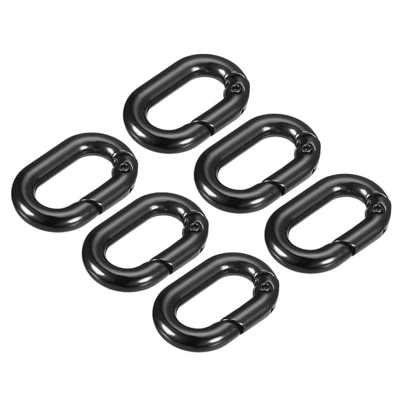 Uxcell 0.98 Inch Spring Oval Ring Round Snap Clip Trigger for Bag Purse Keychain, 6Pack Black