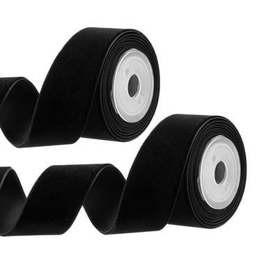Uxcell 0.98 Inch x 2.18 Yard Velvet Ribbons Single Faced Vintage Velvet Ribbons Spool for Decor DIY Black 2Pcs