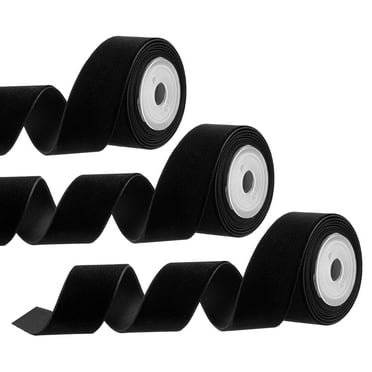 Uxcell 0.98 Inch x 2.18 Yard Velvet Ribbons Single Faced Vintage Velvet Ribbons Spool for Decor DIY Black 3Pcs