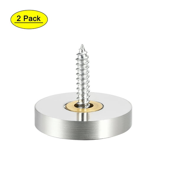 Uxcell 0.98'' Mirror Screw Decorative Cap Cover Nail Stainless Steel Silver Tone 2pcs