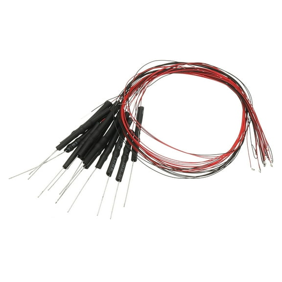 Uxcell 0402 Pre-Wired Micro LED, 12 Pcs 9-12V Pre-soldered Mini Light Emitting Diodes Surface Mount Device for Model, DIY, Science Projects, 9.8" Length, Red