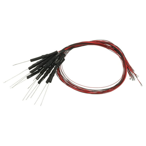 Uxcell 0603 Pre-Wired Micro LED, 12 Pcs 9-12V Pre-soldered Mini Light Emitting Diodes Surface Mount Device for Model, DIY, Science Projects, 9.8" Length, Cold White