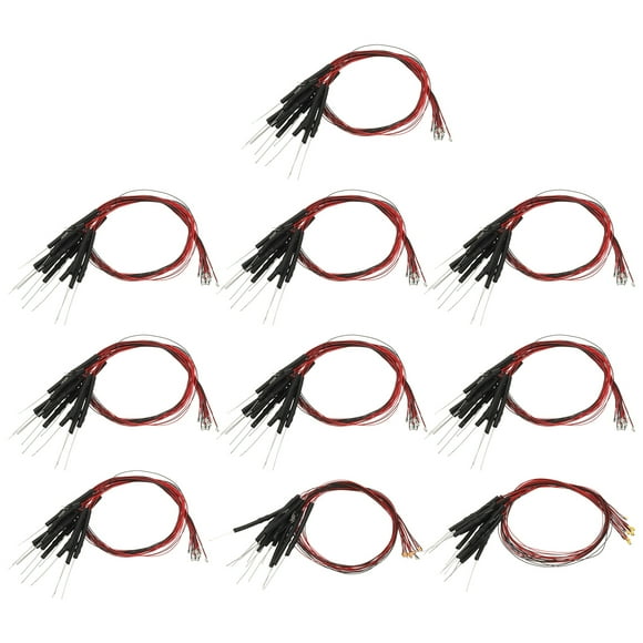 Uxcell 0805 Pre-Wired Micro LED, 100 Pcs 9-12V Pre-soldered Mini Light Emitting Diodes Surface Mount Device for Model, DIY, Science Projects, 9.8" Length, 10 Colors