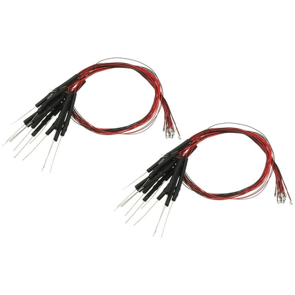 Uxcell 0805 Pre-Wired Micro LED, 24 Pcs 9-12V Pre-soldered Mini Light Emitting Diodes Surface Mount Device for Model, DIY, Science Projects, 9.8" Length, Red