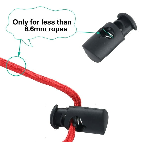 Uxcell 1.06''x0.55''x0.39'' Spring Cord Locks End Fastener Single Hole Toggle Stoppers Plastic Black 6pcs