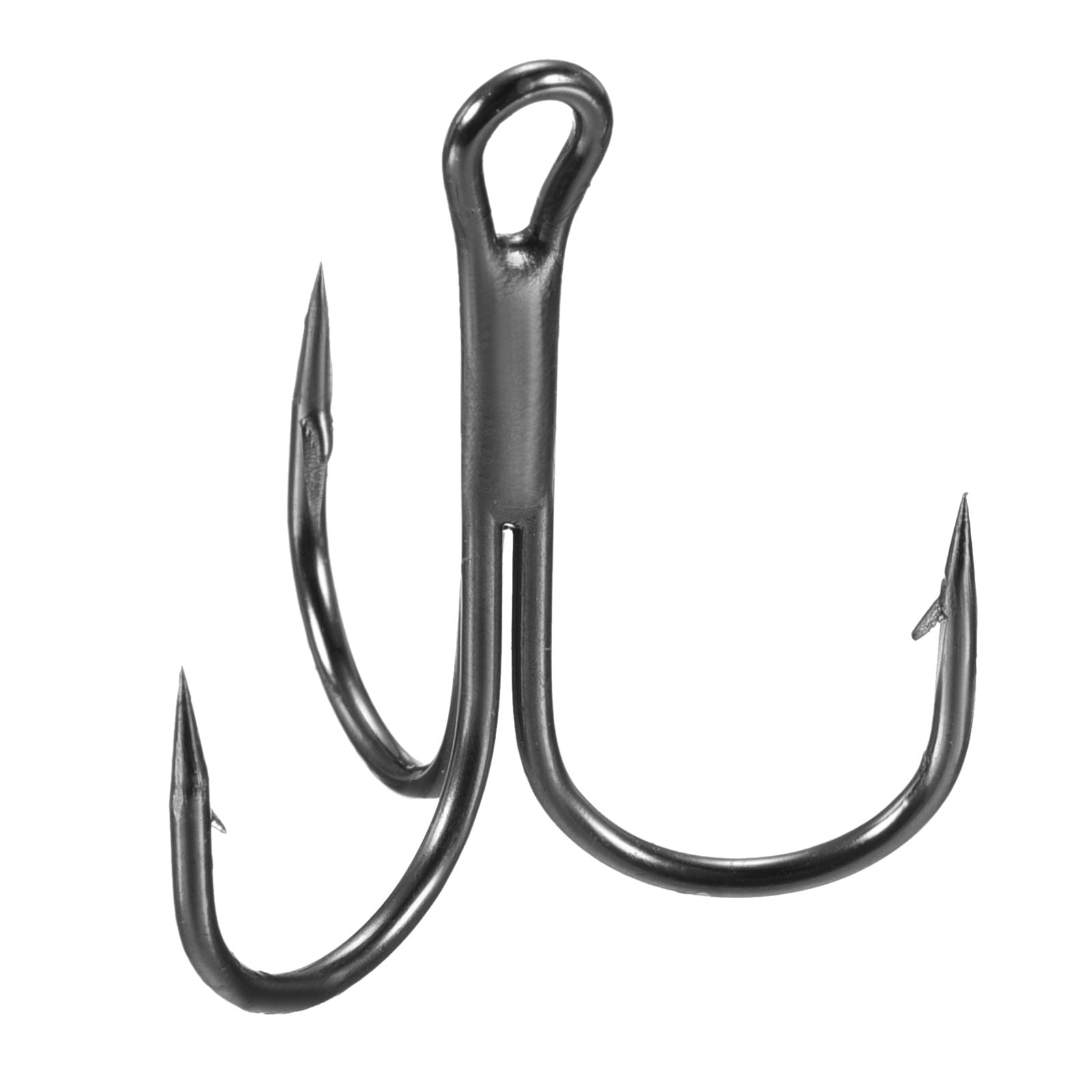 Uxcell 1# 1.1 Treble Fish Hooks Carbon Steel Sharp Bend Hook with Barbs,  Black 20 Pack