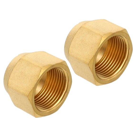 Uxcell 1-1/16UNF Brass Compression Cap Fitting, 2 Pcs External Stop Valve Cap 45 Degree Flare Tube Fitting Sealing Plug