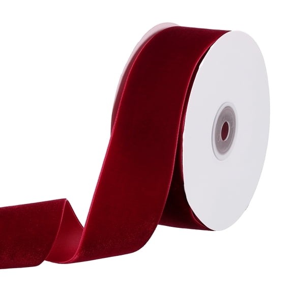 Uxcell 1-1/2" 10 Yard Velvet Ribbon Polyester Single Face Spool Gift Wrap Craft Decoration, Burgundy