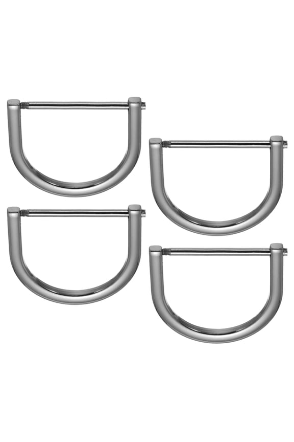 1-1/2" D-Rings Screw in Shackle, 4 Pcs Horseshoe U Shape D Ring Zinc Alloy Buckles for Purse Keychain, Black