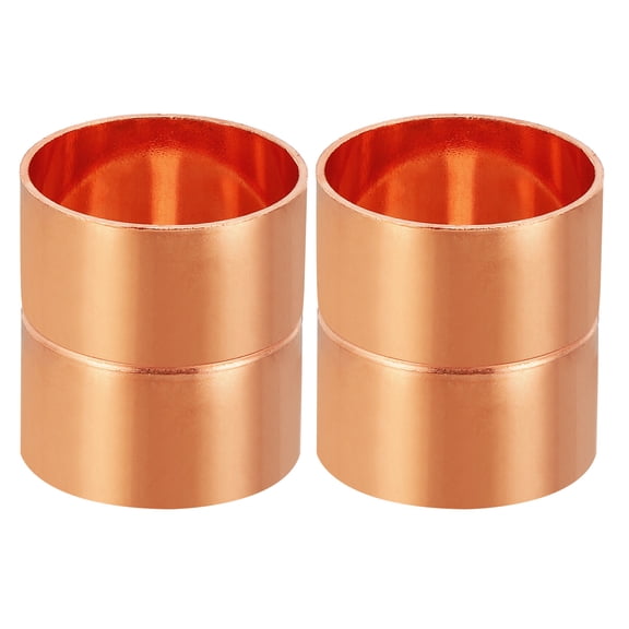 Uxcell 1-1/2 Inch ID Copper Coupling Fittings, 2 Pcs Rolled Tube Stop Straight Pipe Fitting Welding Joint for HVAC