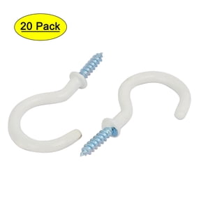Uxcell 1-1/2 Inch Plastic Coated Screw-in Open Cup Ceiling Hooks Hangers White 10pcs