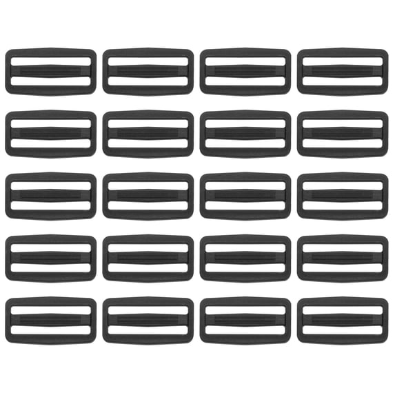 Uxcell 1 1/2 Inch Tri-Glide Slide Buckles, 20 Pack Plastic Webbing Strap Fastener for Backpack Bag Belt, Black