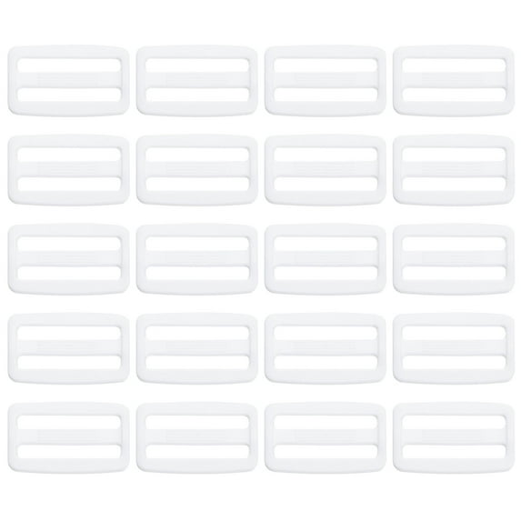 Uxcell 1 1/2 Inch Tri-Glide Slide Buckles, 20 Pack Plastic Webbing Strap Fastener for Backpack Bag Belt, White