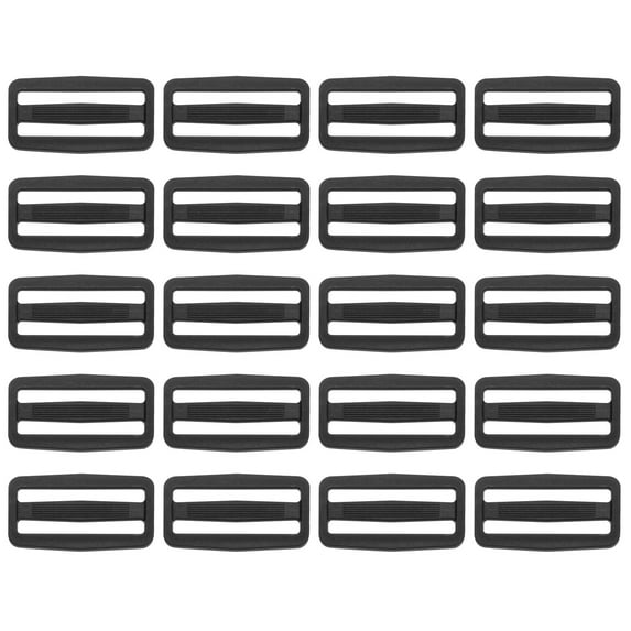 Uxcell 1 1/2 Inch Tri-Glide Slide Buckles, 25 Pack Plastic Webbing Strap Fastener for Backpack Bag Belt, Black