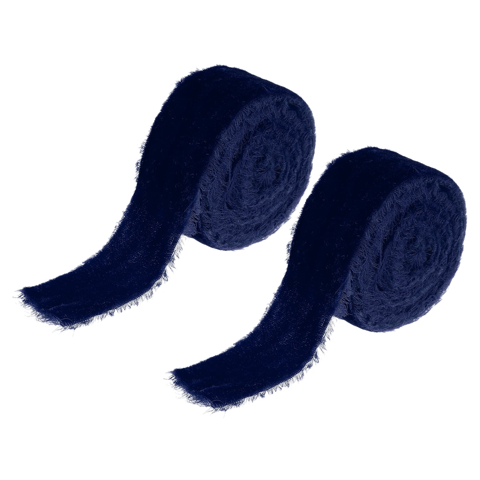 Uxcell 1.5 inch Velvet Ribbon, 2 Roll 6 Yard Velvet Frayed Fringe for ...