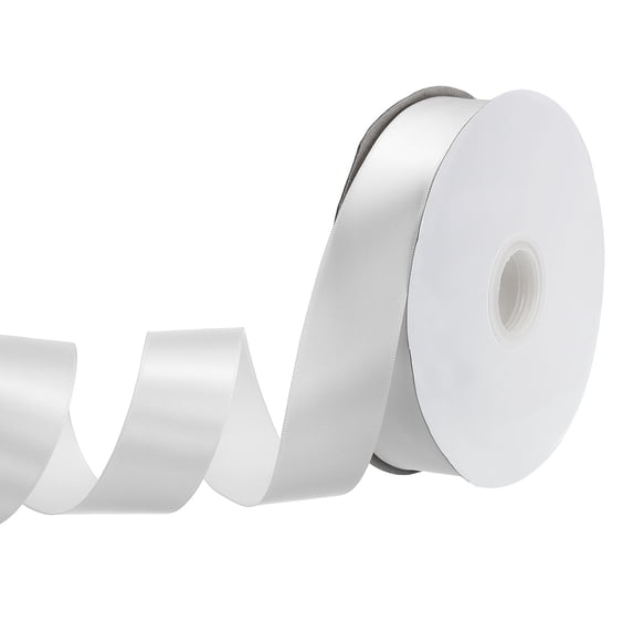 Uxcell 1 1/2 Inch x 100 Yard Satin Ribbon, Solid Color Gift Wrapping Polyester Ribbon for Bouquet Cake Bows, Extra White