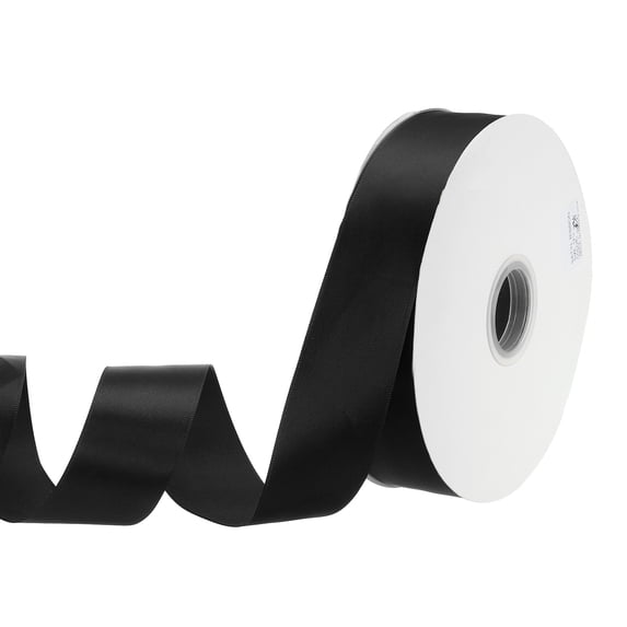 Uxcell 1 1/2 Inch x 100 Yard Satin Ribbon, Solid Color Gift Wrapping Polyester Ribbon for Bouquet Cake Box Bows, Black