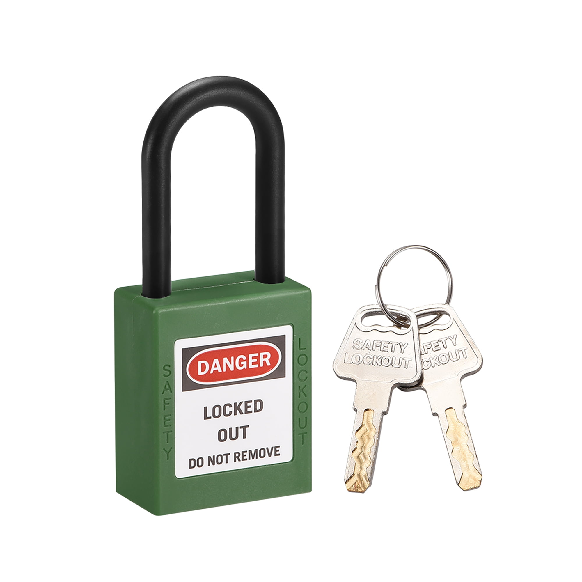 Uxcell 1-1/2'' Lockout Tagout Shackle Keyed Padlocks Nylon Green 1pcs ...