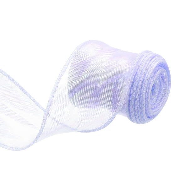 Uxcell 1 1/2" Wide Sparkly Sheer Wired Organza Ribbon Pastel Chiffon Ribbons 3 Yard Light Purple
