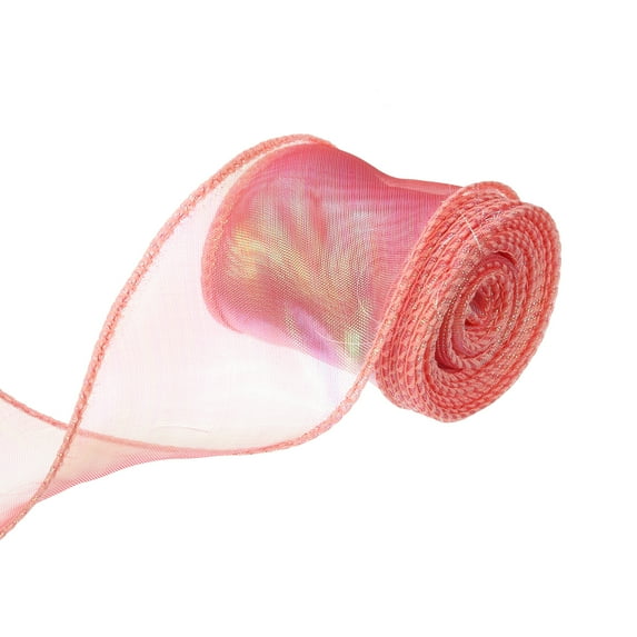 Uxcell 1 1/2 inch 10 Yard Sheer Organza Ribbon Shimmer Chiffon Tulle Ribbons for Gift Wrapping Floral Bouquet Wedding Red 2.38" x 10 Yard