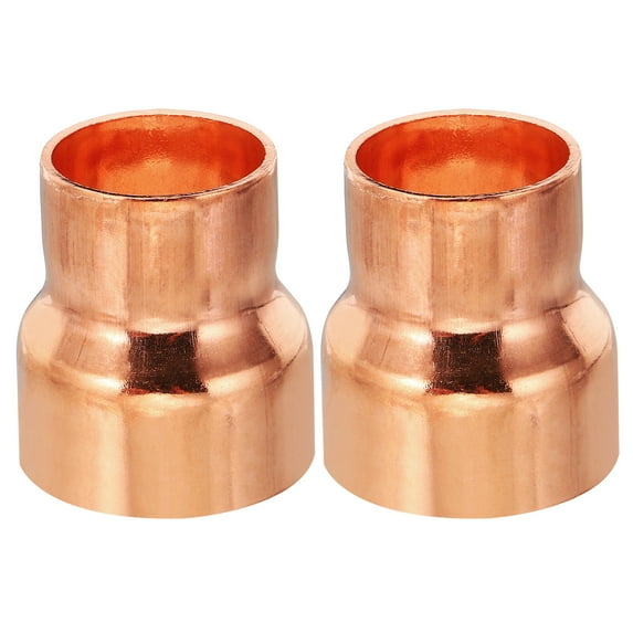 Uxcell 1 1/2" to 1 1/8" ID Copper Reducer, 2pcs Copper Reducing Coupling Pressure Fitting Pipe Tube Connector Adapter