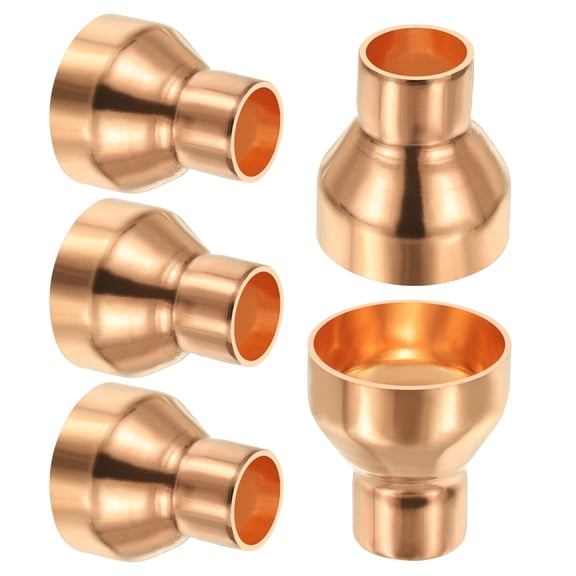 Uxcell 1-1/2" to 3/4" Nominal Size Copper Reducer Reducing Coupling Pressure Fitting Pipe Tube Connector 5pcs