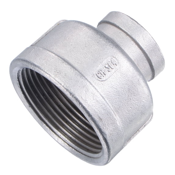 Uxcell 1-1/2x3/4 BSPT Female Thread Stainless Steel Reducer Pipe Fitting Coupling