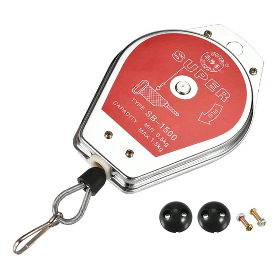 Uxcell 1.1-3.3lbs (0.5-1.5kg) Red Retractable Spring Balancer with Fitting Accessory