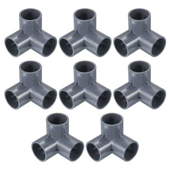 Uxcell 3 Way Elbow Pipe Fittings Pack Joint Coupling Pipe Adapter for Pipe Connection, Gray 1-1/4" 8Pcs