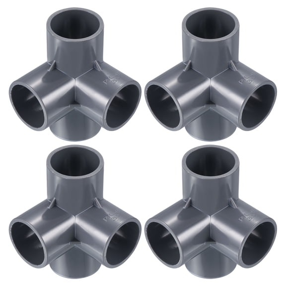 Uxcell 4 Way Elbow Pipe Fittings Pack Joint Coupling Pipe Adapter, Gray 1-1/4" 4