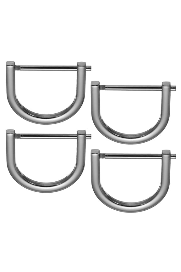 1-1/4" D-Rings Screw in Shackle, 4 Pcs Horseshoe U Shape D Ring Zinc Alloy Buckles for Purse Keychain, Black