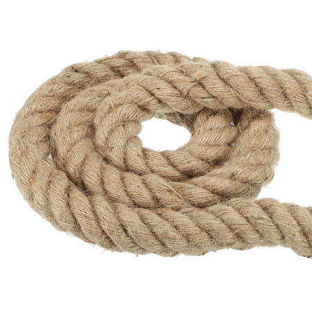 Uxcell 1-1/4 Inch 14.8 Feet Jute Rope Natural Manila Rope 4 Strand Twisted Thick Heavy Twine Rope