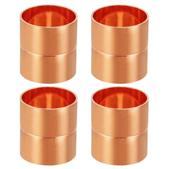 Uxcell 1-1/4 Inch ID Copper Coupling Fittings, 4 Pcs Rolled Tube Stop Straight Pipe Fitting Welding Joint for HVAC