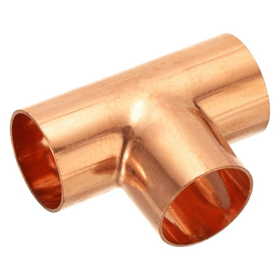 Uxcell 1-1/4 Inch ID Tee Copper Fitting, 1 Pack 3 Way Welding Joint Pressure Pipe Fitting with Sweat Connection for HVAC