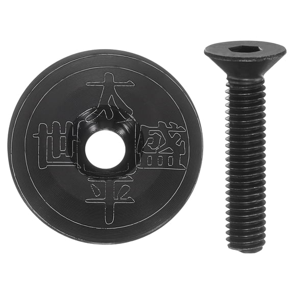 Uxcell 1 1/4" OD Bicycle Headset Stem Top Cap Aluminum Alloy Cycling Headset Cover Stem with M6 Bolt for Bike Road Bike, Black